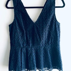 Ann Taylor Eyelet Peplum Top